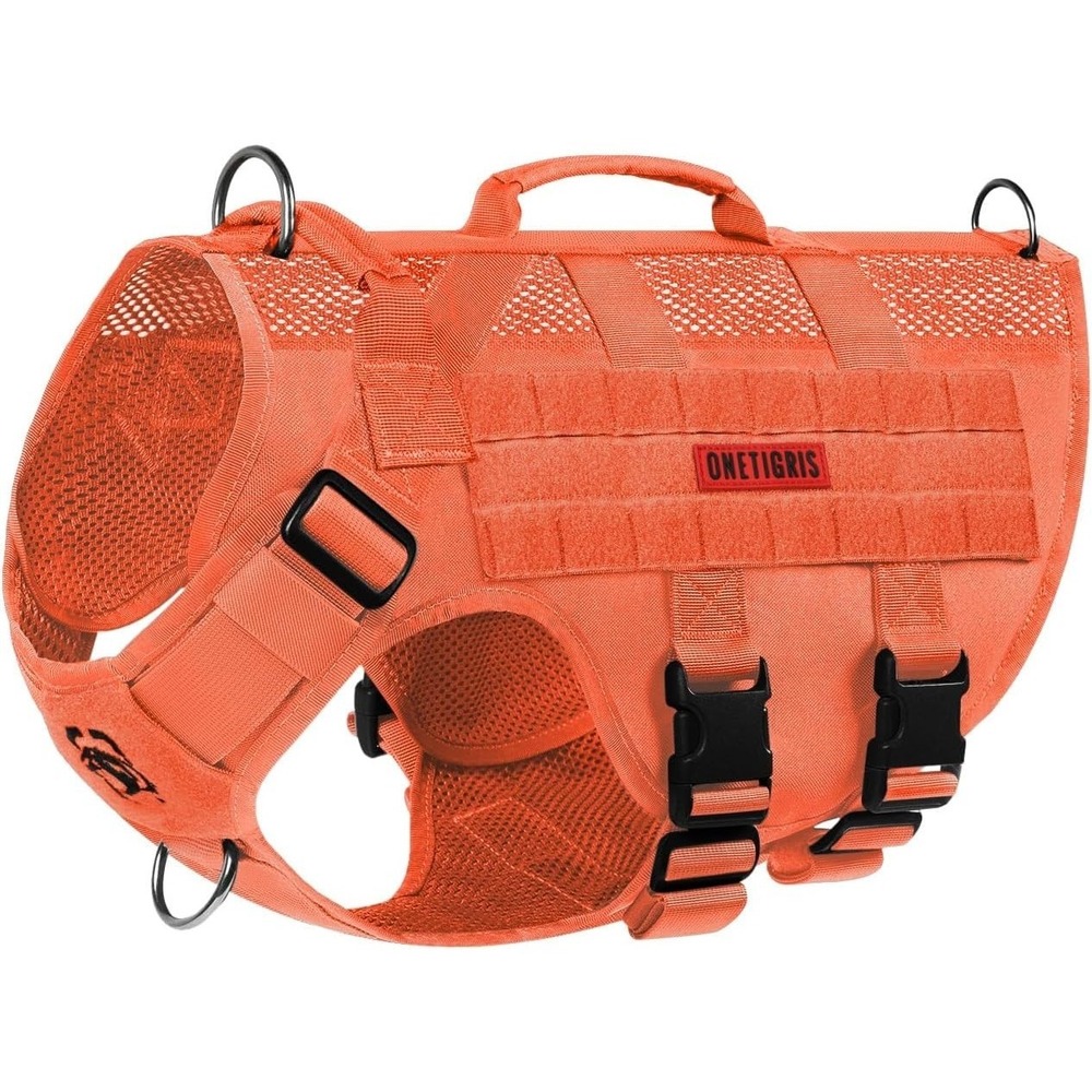 OneTigris Tactical Dog Harness No Pull size M Breathable Mesh Handle Orange